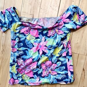 Lilly Pulitzer Blue and Pink Floral Crop Top